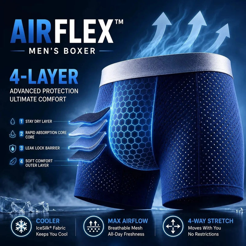 Leakproof Ice Silk Mesh Mens Boxer
