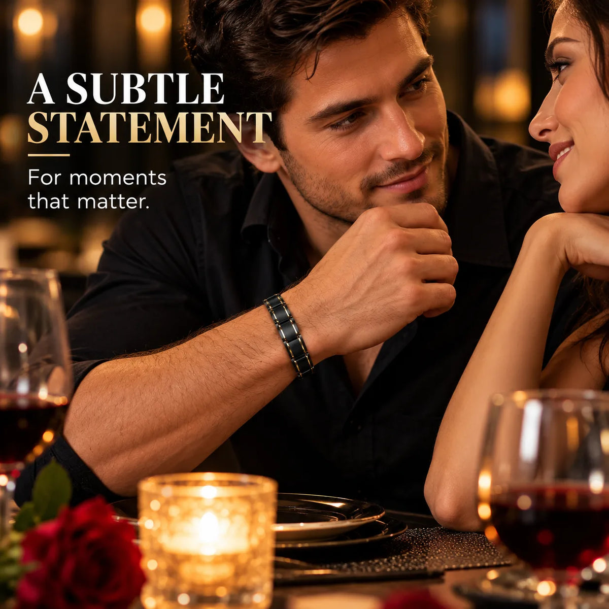 Via Mazzini Black Strand Bracelet For Men