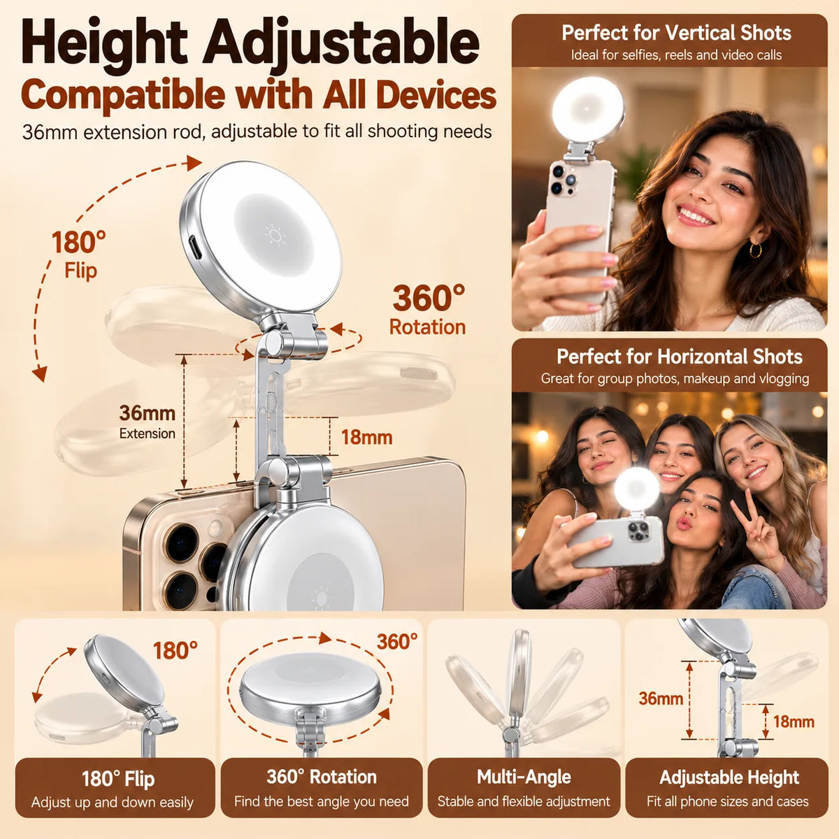 Led Mag-safe Selfie Light - Magnetic LED Light for Better Night Selfies