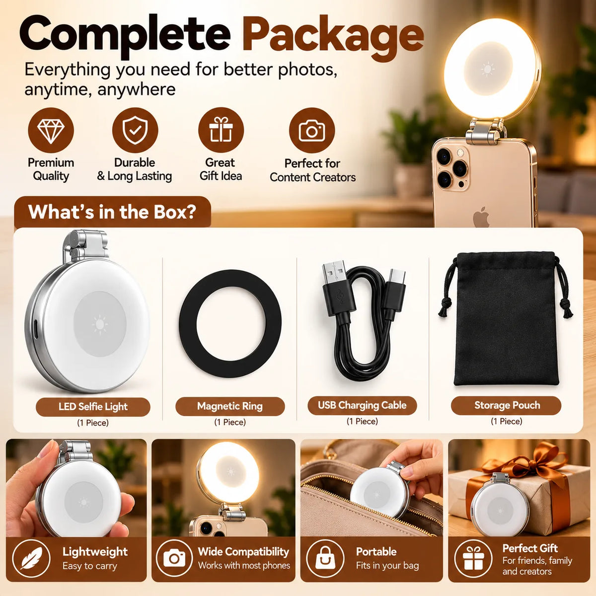 Led Mag-safe Selfie Light - Magnetic LED Light for Better Night Selfies