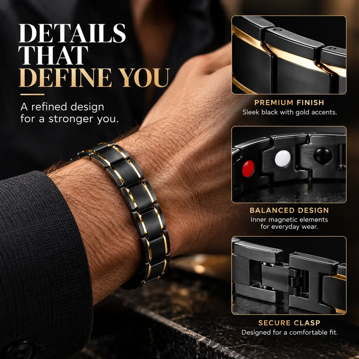 Via Mazzini Black Strand Bracelet For Men