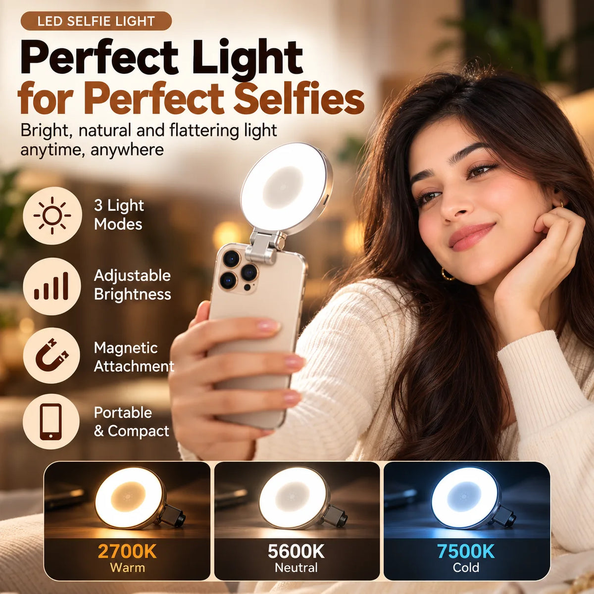 Led Mag-safe Selfie Light - Magnetic LED Light for Better Night Selfies