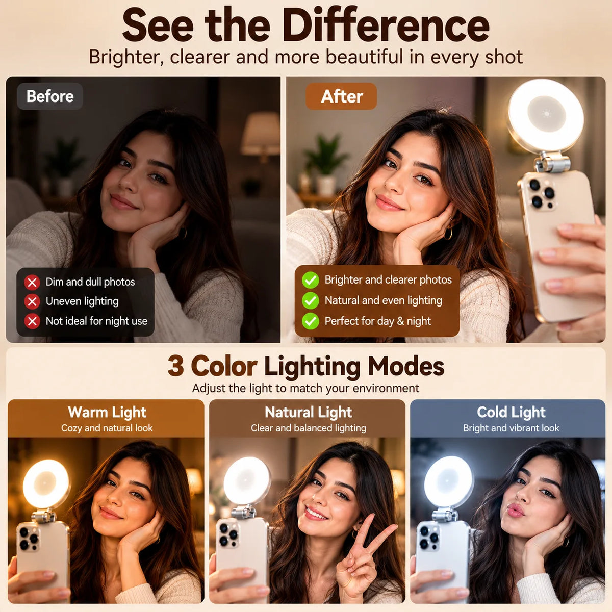 Led Mag-safe Selfie Light - Magnetic LED Light for Better Night Selfies