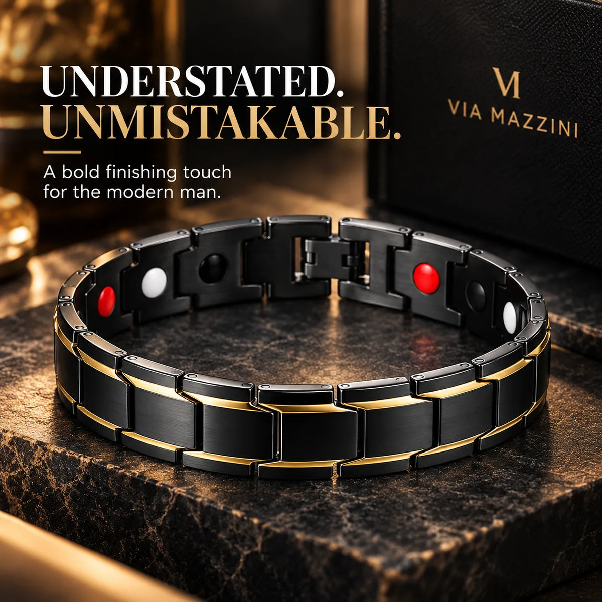 Via Mazzini Black Strand Bracelet For Men