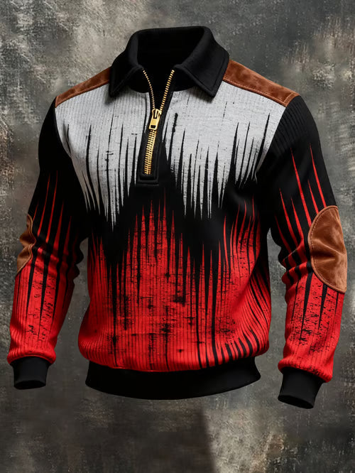 Retro Color Block Zip Sweatshirt